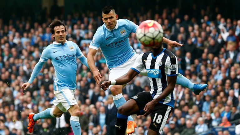 Sergio Aguero scores his fourth goal in the 60th minute to make it 5-1 to City