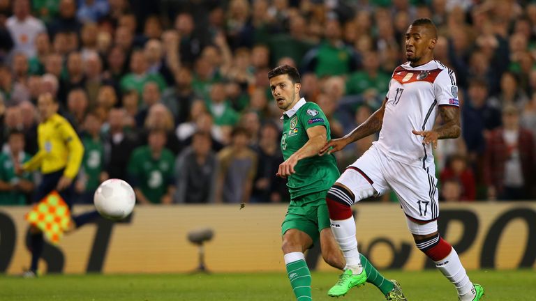 Shane Long puts Ireland 1-0 up against Germany having been on the pitch just five minutes