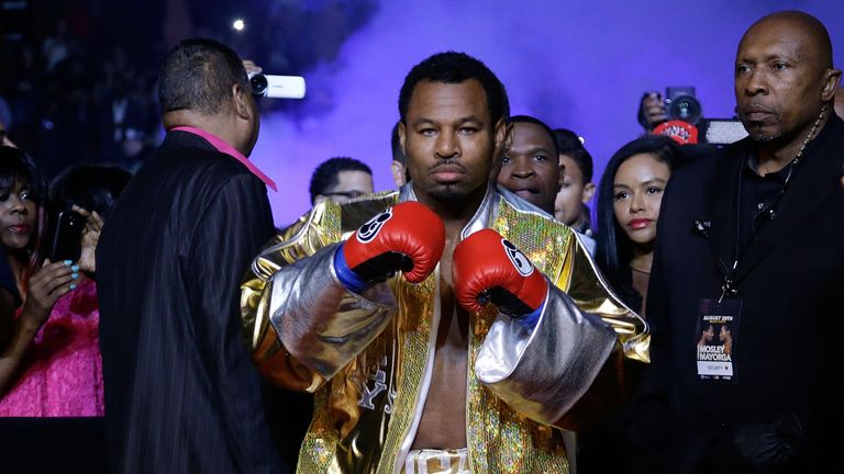 Shane Mosley prepares to enter the ring prior to the start of his fight against Ricardo Mayorga