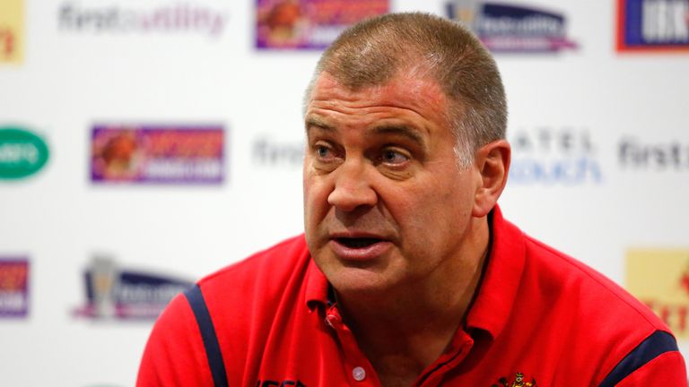 ST HELENS, ENGLAND - APRIL 18:  Head coach Shaun Wane of Wigan speaks during a press conference after the Super League match between St Helens and Wigan Wa