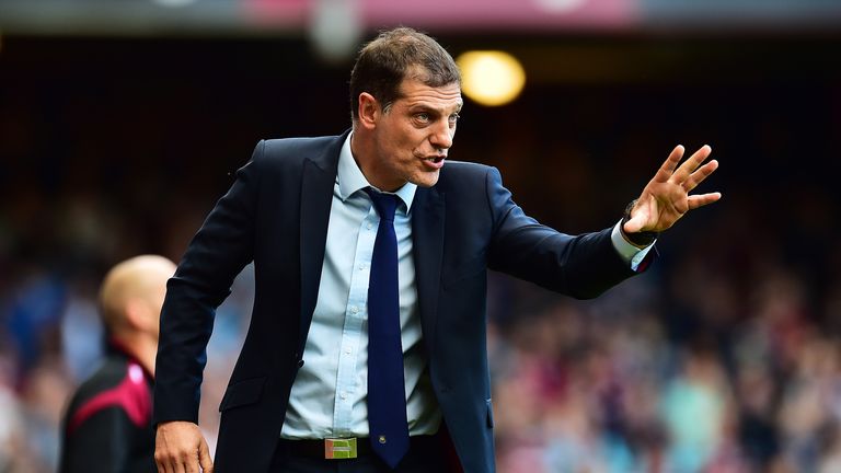 Manager of West Ham United Slaven Bilic reacts