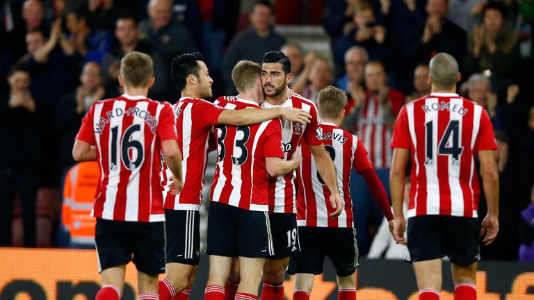 Graziano Pelle of Southampton celebrates his goal