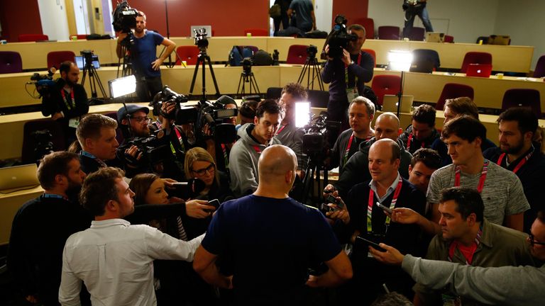 Captain Stephen Moore speaks to the Aussie media on Monday