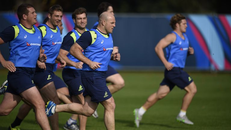 Stephen Moore (centre) will captain Australia in Saturday's World Cup final