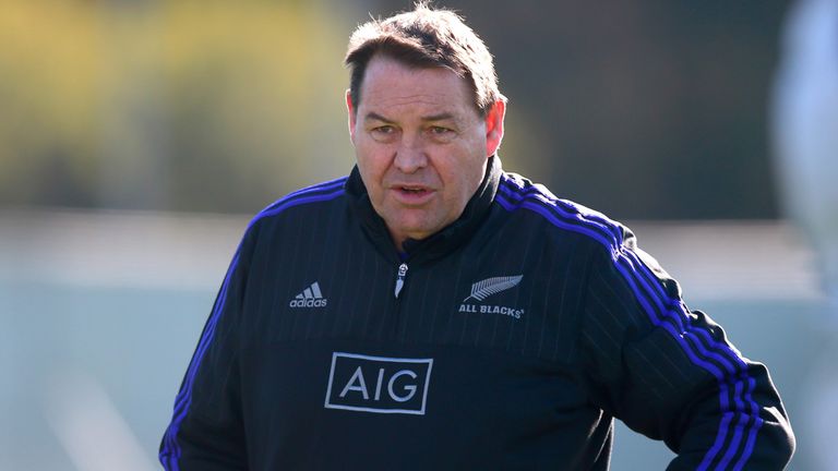 SWANSEA, WALES - OCTOBER 13:  All Black coach Steve Hansen during a New Zealand All Blacks training session at 