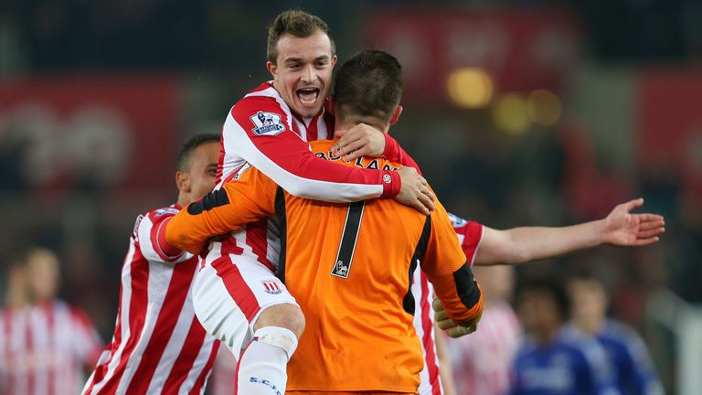 Stoke celebrate victory on penalties over Chelsea