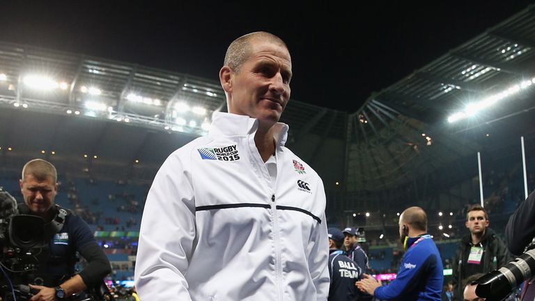 MANCHESTER, ENGLAND - OCTOBER 10:  Stuart Lancaster, Head Coach of England walks off after the 2015 Rugby World Cup Pool A match between England and Urugua