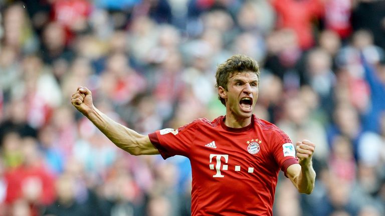 Thomas Mueller of Bayern Munich celebrates
