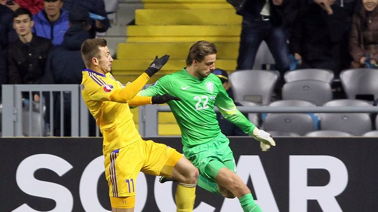 Tim Krul was substituted towards the end of the Netherlands' 2-1 win in Kazakhstan