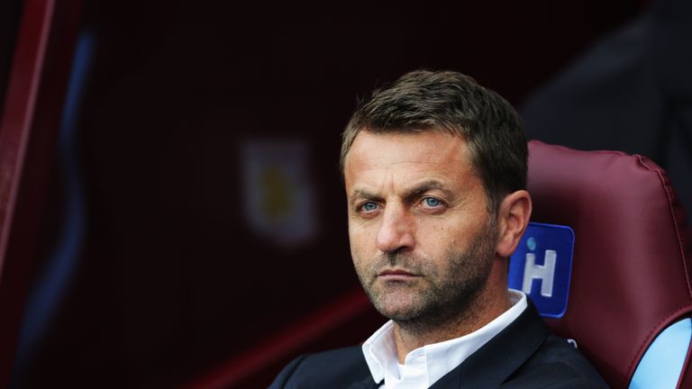 Tim Sherwood Manager of Aston Villa looks on before during the Barclays Premier League match between Aston Villa and Stoke City at Villa Park