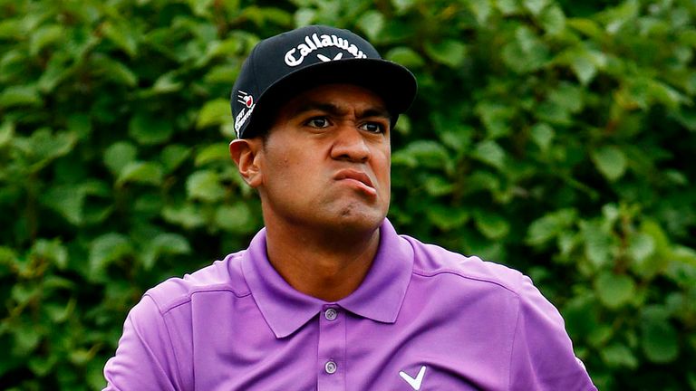 LAKE FOREST, IL - SEPTEMBER 18:  Tony Finau plays his shot from the 13th tee during the Second Round of the BMW Championship at Conway Farms Golf Club on S