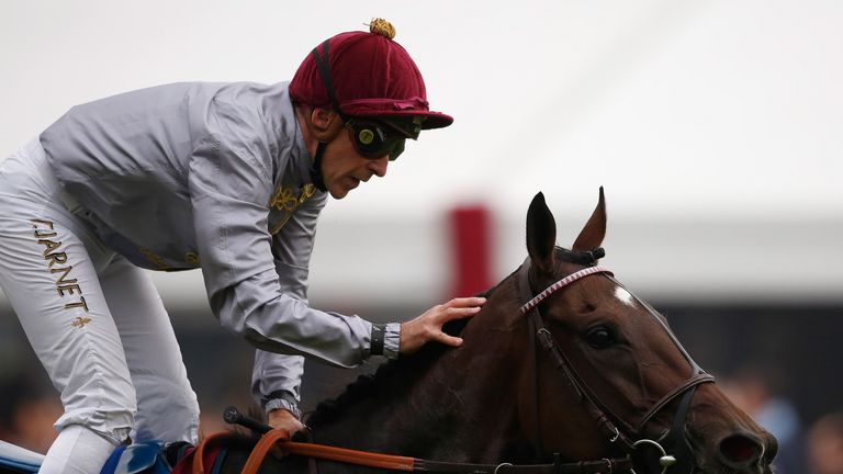 Thierry Jarnet riding Treve return after deafeat at Longchamp racecourse on October 04, 2015 in Paris, France
