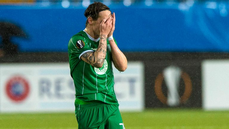 Celtic's Stefan Johansen cuts a dejected figure