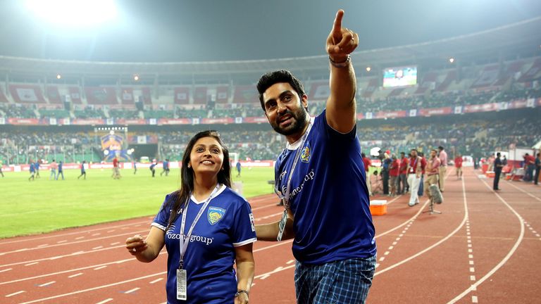 Chennaiyin co-owners Vita Dani and Abhishek Bhachchan 