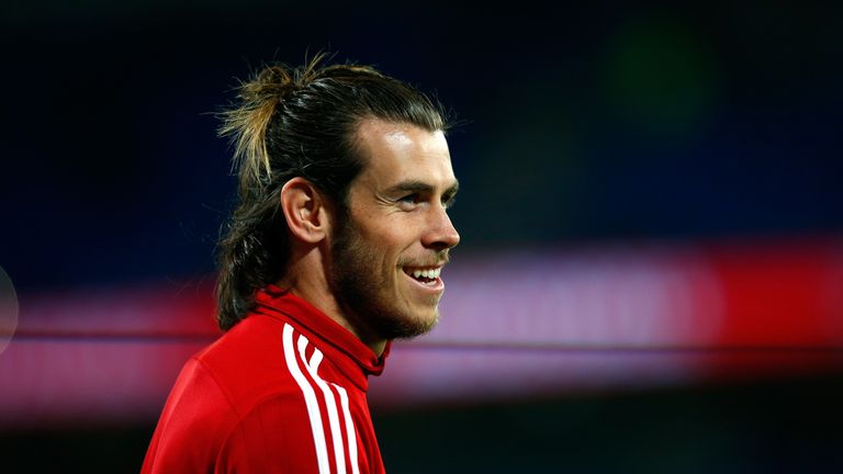 Wales player Gareth Bale raises a smile before the UEFA EURO 2016 Group B Qualifier between Wales and Andorra at Cardiff City 