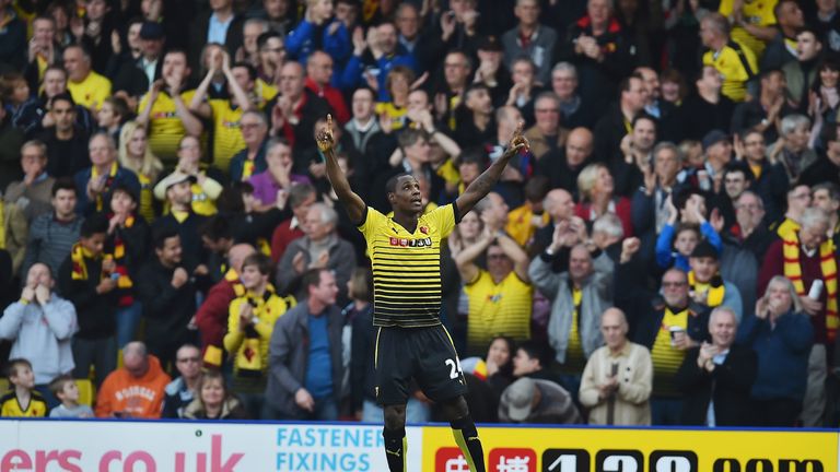 Watford's Odion Ighalo celebrates scoring his team's second goal