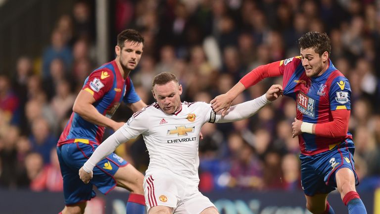 Wayne Rooney of Manchester United shoots at goal against Crystal Palace