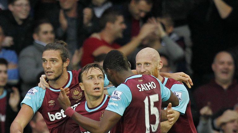 Andy Carroll goal celeb, West Ham United v Chelsea, Premier League