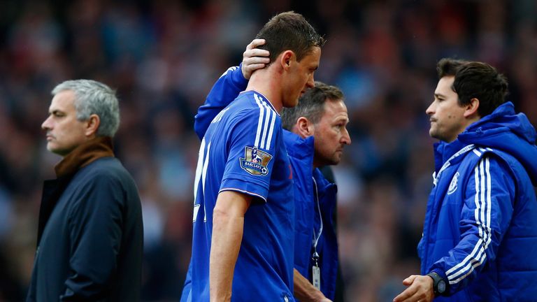 Nemanja Matic walks off having been shown a red card against West Ham