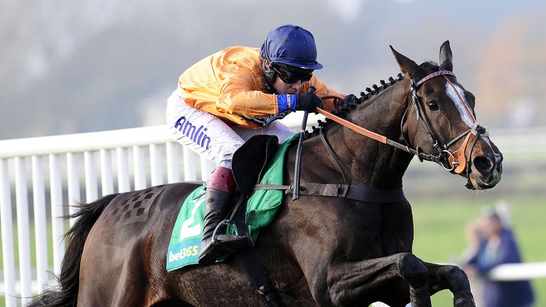 Kilcooley ridden by Richard Johnson jumps the final flight as they go on to win the bet365 West Yorkshire Hurdle