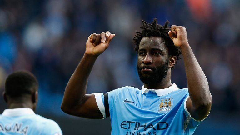 Wilfred Bony celebrates his second goal against Bournemouth