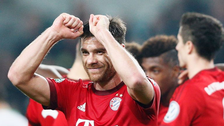 Xabi Alonso celebrates Bayern Munich's win
