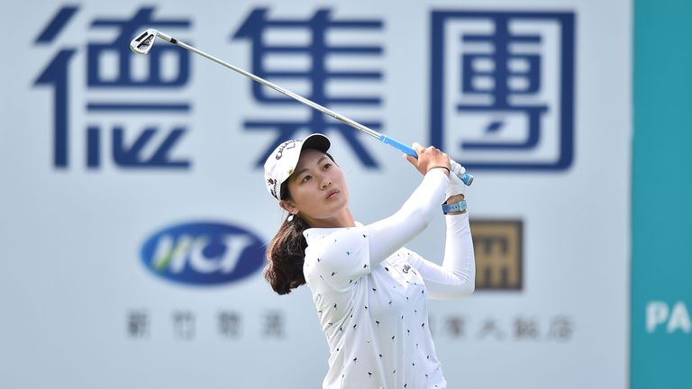 TAIPEI, TAIWAN - OCTOBER 25: Xi Yu Lin of Republic of China plays a shot during the final round of 2015 Fubon LPGA Taiwan Championship on October 25, 2015 
