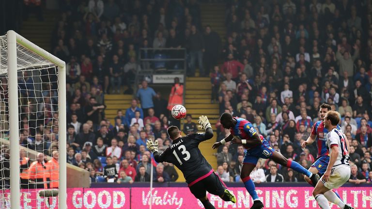 Yannick Bolasie puts Crystal Palace 1-0 up against West Brom in the 68th minute.