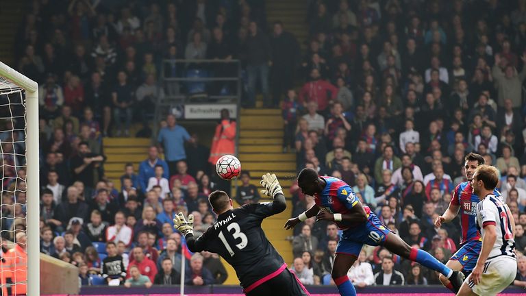 Yannick Bolasie of Crystal Palace scores his team's first goal v West Brom in their Premier League match of October 3 2015