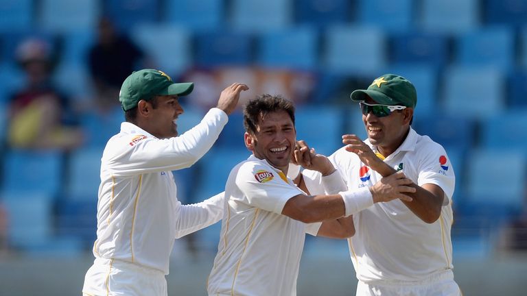 Yasir Shah celebrates