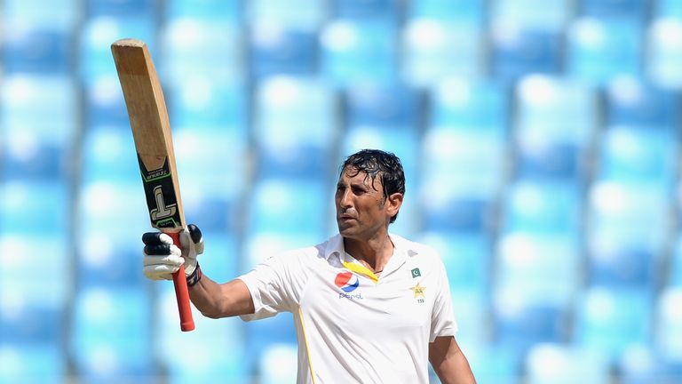 Younus Khan scores a hundred against England