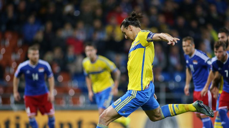 Zlatan Ibrahimovic misses from the penalty spot