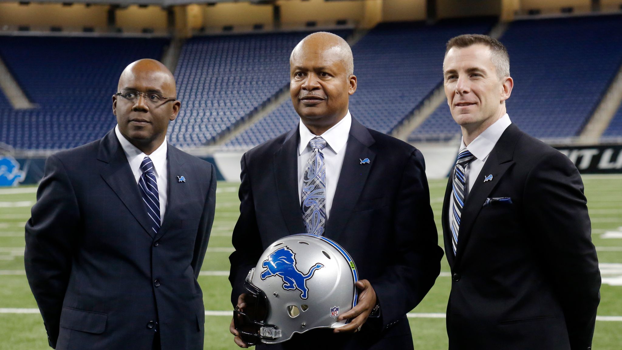 Detroit Lions general manager Martin Mayhew is seen during a news  conference at Ford Field in Detroit, Friday, Jan. 16, 2009. (AP  Photo/Carlos Osorio Stock Photo - Alamy