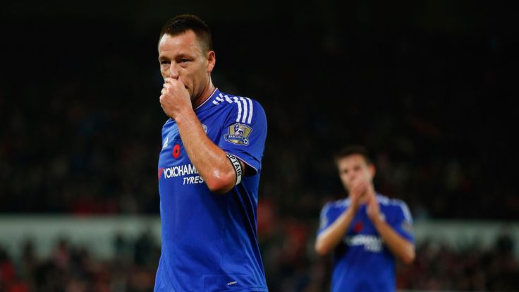 John Terry of Chelsea reacts after his team's 0-1 defeat in the Barclays Premier League match between Stoke City and Chelsea 