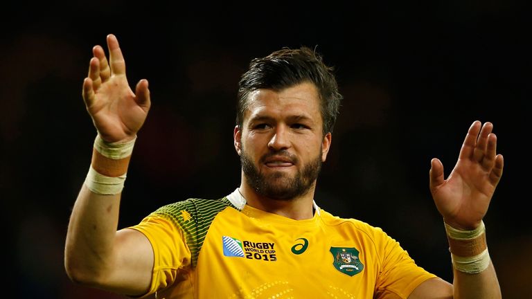 Adam Ashley-Cooper of Australia celebrates victory after the 2015 Rugby World Cup Pool A match between Australia and Wales.