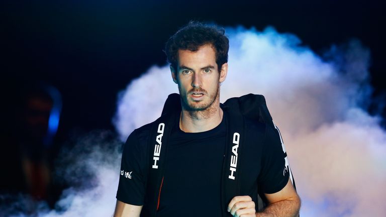 Andy Murray of Great Britain walks out for his men's singles match against David Ferrer of Spain during day two of the Barclays ATP World Tour Finals