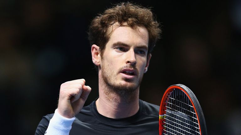 Andy Murray celebrates victory over David Ferrer at the ATP World Tour Finals