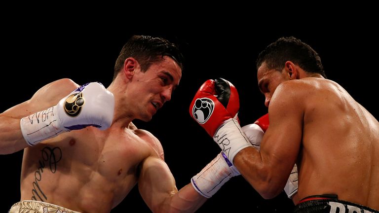 Darleys Perez (right) and Anthony Crolla during the WBA World lightweight title at Manchester Arena, Manchester. PRESS ASSOCIATION Photo. Picture date: Sat