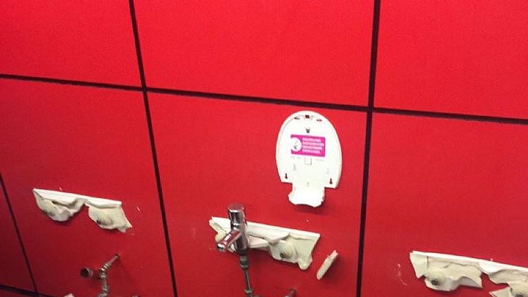 Arsenal toilets smashed up by Spurs fans