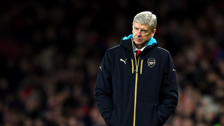 Arsene Wenger looks on during the Champions League match between Arsenal and Dinamo Zagreb 