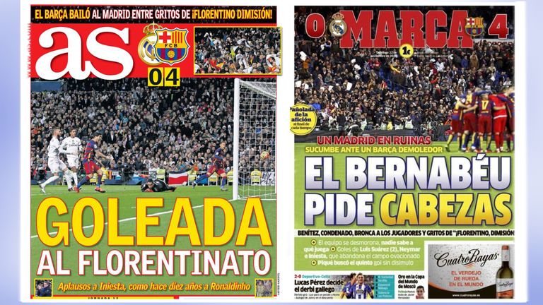 The Spanish press criticised Real Madrid and praised Barcelona in equal measure