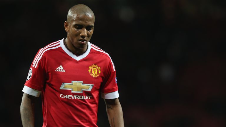 Ashley Young walks off after the Champions League match between Manchester United and PSV Eindhoven