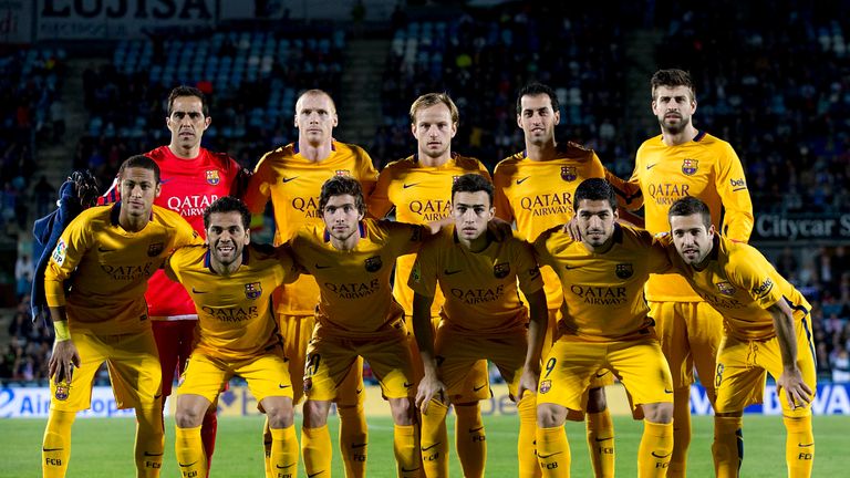 Barcelona line up to face Getafe and later interrupted their opponents' press conference