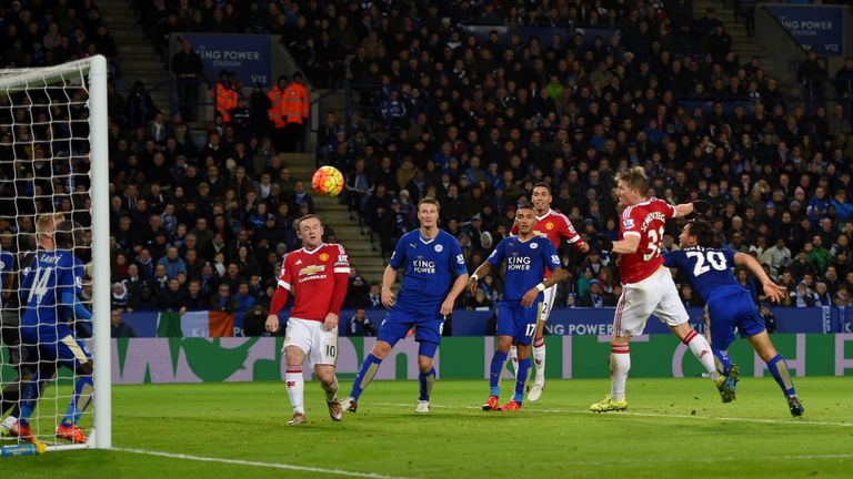 Bastian Schweinsteiger (second right) equalises for Manchester United in first-half injury time