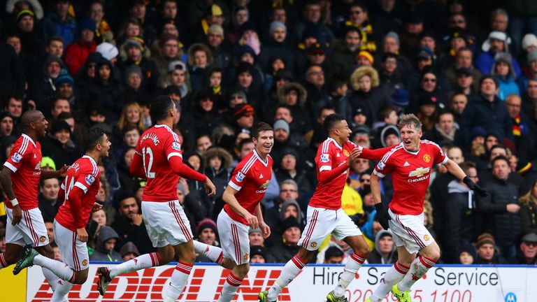 Bastian Schweinsteiger scores the winner for Manchester United against Watford.