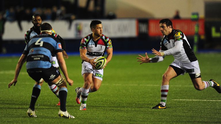 Ben Botica in action against the Cardiff Blues in the LV= Cup