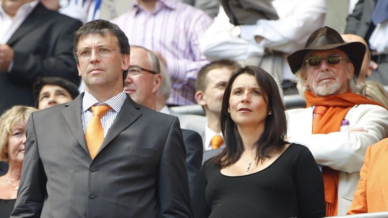 Blackpool chairman Karl Oyston (left) and his father Owen Oyston (right). 
