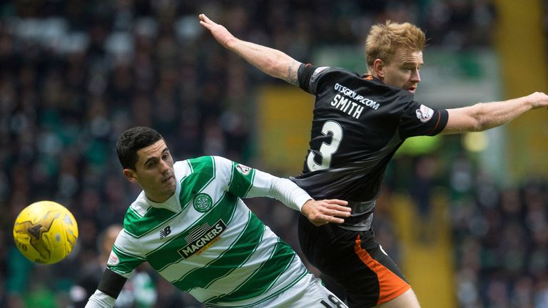 Tom Rogic and Steven Smith contest a high ball