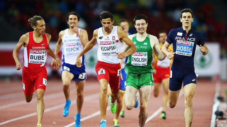 Mark English (second right) and Pierre-Ambroise Bosse of France at European Championships