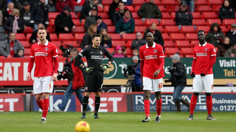 Charlton Athletic look dejected after conceding the second goal